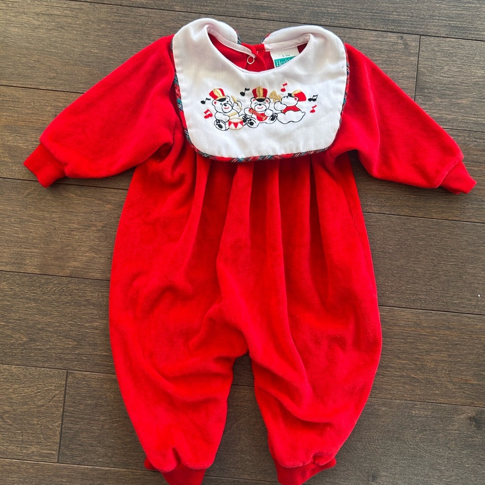 Vintage healthtex holiday‎ jumper with Embroidered Collar bib